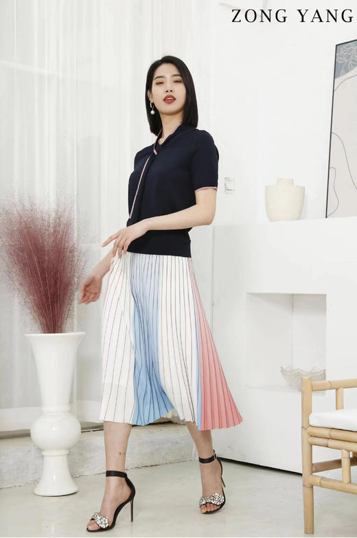 宗洋2022夏季新品百褶半裙BXL3BT8082-01 商品图3