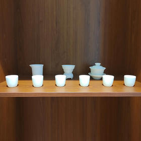 羊脂玉三才盖碗茶具