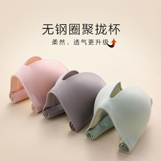 薄厚可选 恰到好处 | 金三塔内里真丝光面无钢圈内衣女士贴身纯色内衣桑蚕丝Bra文胸 5色入 商品图3