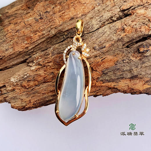 派瑞翡翠 18k金翡翠吊坠 冰种 无色 商品图0