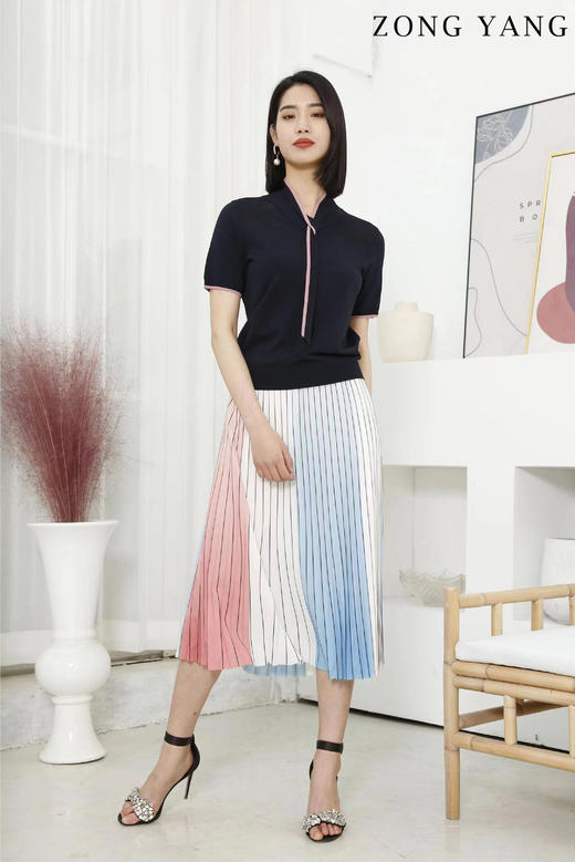 宗洋2022夏季新品百褶半裙BXL3BT8082-01 商品图2