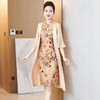 经典香槟金刺绣假两件连衣裙妈妈装高贵优雅婚宴礼服LC2253 商品缩略图1