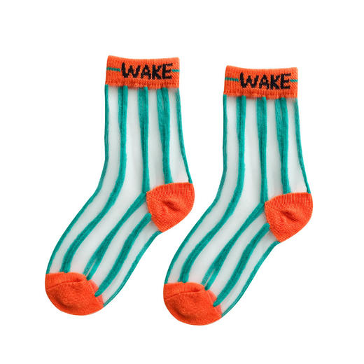 【6双装 重工潮袜 百搭透气】只一只夏季薄款字母条纹卡丝袜棉透气网眼儿童袜子 商品图8