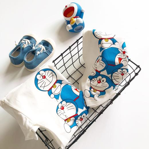 黛唯梵儿童夏装卡通哆啦A梦短袖上衣男女宝宝叮当猫可爱T恤童装圆领衣服 商品图2