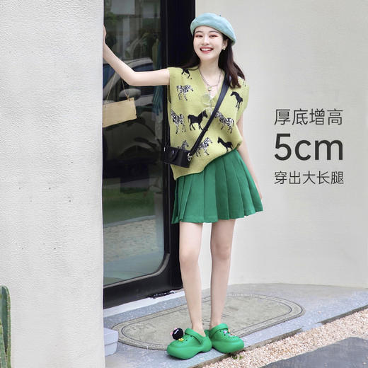 骆驼女鞋果冻洞洞鞋女2023夏季透气软底踩屎感大头鞋包头凉鞋女 LF22224401 商品图1