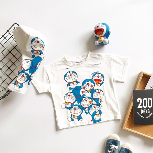 黛唯梵儿童夏装卡通哆啦A梦短袖上衣男女宝宝叮当猫可爱T恤童装圆领衣服 商品图0