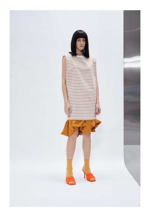 垫肩无袖之字针连衣裙 商品图0