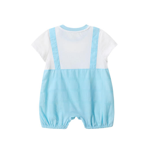 英氏婴儿纯棉短哈男宝宝连体衣夏季假2件可爱爬服YRHBJ22375A 商品图1