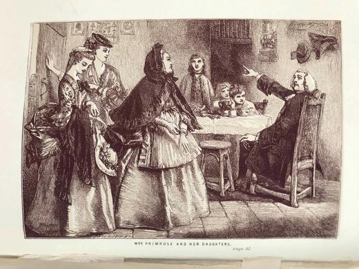 1872年 戈德史密斯《威克菲尔德牧师》 10余幅插图 漆布精装36开 商品图2