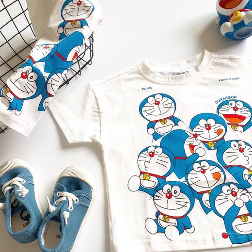 黛唯梵儿童夏装卡通哆啦A梦短袖上衣男女宝宝叮当猫可爱T恤童装圆领衣服 商品图3