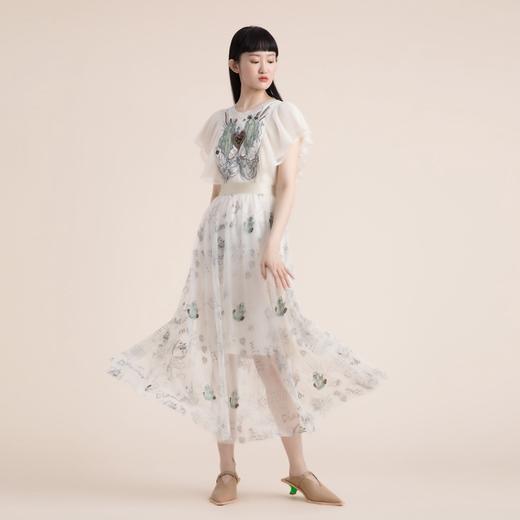 谜底仙女裙2022夏季飞飞袖质感收腰显瘦蕾丝连衣裙222GL0504 商品图1