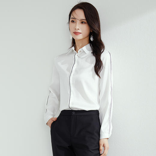 【高定款】罗蒙春秋女士长袖衬衫时尚气质简约时髦商务通勤百搭衬衣女 商品图4