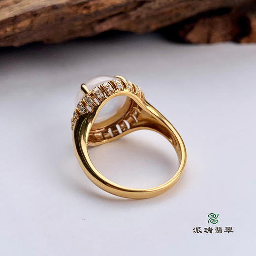 派瑞翡翠 18k金翡翠戒指 冰种 无色 商品图4