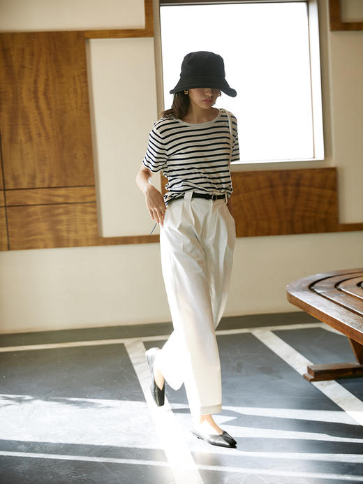 HeyDress法式条纹短袖T恤女夏季海军风海魂衫宽松针织半袖上衣 商品图3