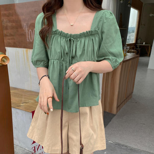 裁缝学苑AQ58新款法式方领短袖衬衫纸样女装复古娃娃衫服装打板图 商品图1