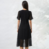 EITIE爱特爱夏季新款时尚气质通勤纯色显瘦v领收腰雪纺连衣裙B2207980 商品缩略图8