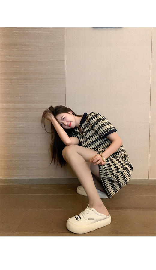 （清仓现货）【社群供W】夏 韩系菱格连衣裙 商品图4