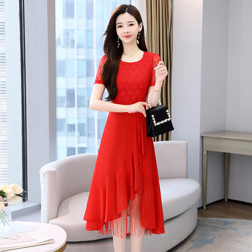 时尚气质通勤连衣裙女新款洋气拼接蕾丝中长裙HR-WH25189 商品图2