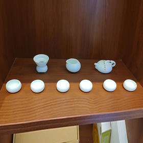 羊脂玉合欢壶茶具