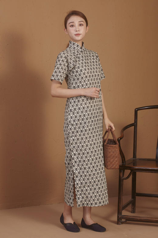 【漫物记】全棉菱花连肩三分袖旗袍 商品图5