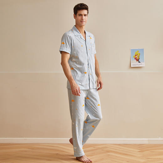 【会员价】爱帝男士睡衣纯棉短袖长裤套 商品图5