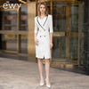 高端白色拼接连衣裙男女夏新款美容师工作服气质修身西装裙通勤ol 商品缩略图0