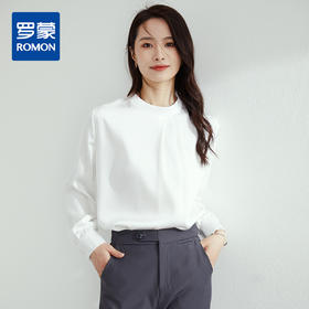 【高定款】罗蒙圆领气质长袖衬衫女商务休闲通勤质感纯色女士衬衣
