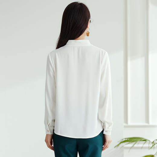 【高定款】罗蒙春季女士长袖衬衫简约飘带干练气质商务通勤衬衣女 商品图3