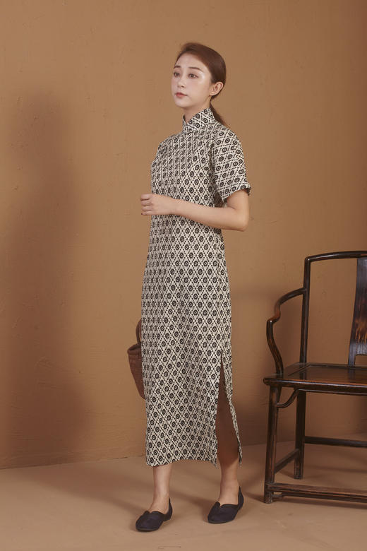 【漫物记】全棉菱花连肩三分袖旗袍 商品图7