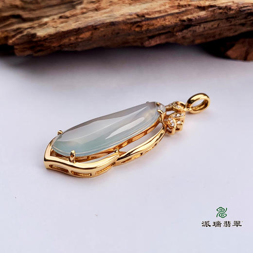 派瑞翡翠 18k金翡翠吊坠 冰种 无色 商品图3