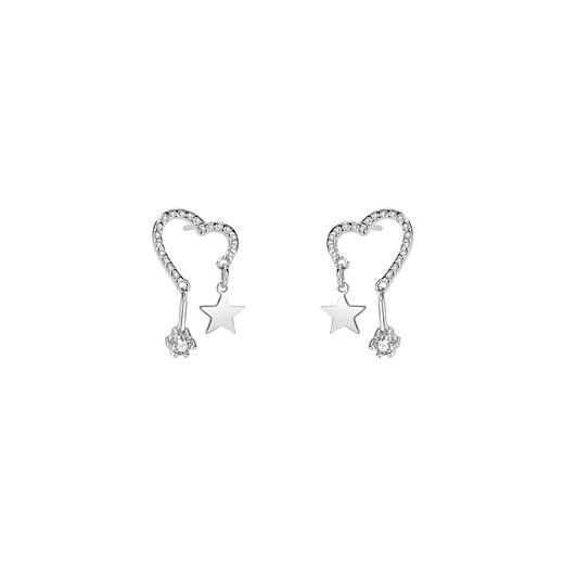 子佩集【微镶心星】S999银足银微镶耳环【YXS-F2218】 商品图4