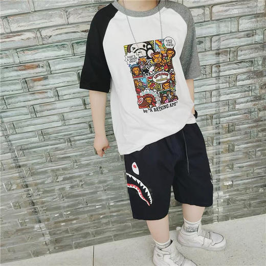 黛唯梵日系夏装潮款男童工装短裤洋气鲨鱼宝宝五分裤街舞儿童中裤宽松潮 商品图2