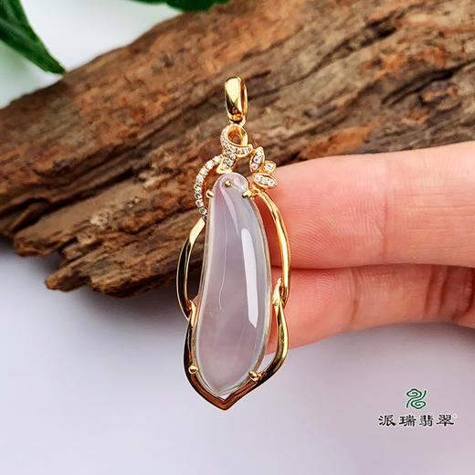 派瑞翡翠 18k金翡翠吊坠 冰种 无色 商品图2