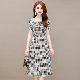 YWE TD22A79格子连衣裙中长款气质减龄小个子a字裙