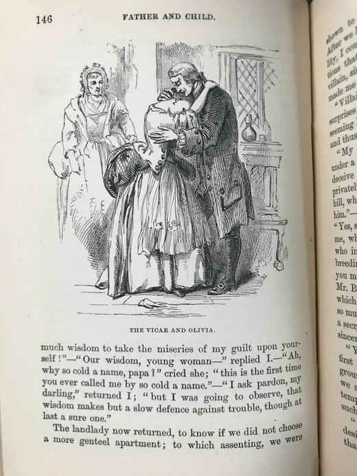 1872年 戈德史密斯《威克菲尔德牧师》 10余幅插图 漆布精装36开 商品图11