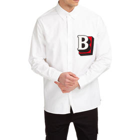 BURBERRY 博柏利 字母图案领尖扣衣领棉质衬衫 男士长袖衬衫 白色 8050134 A1464