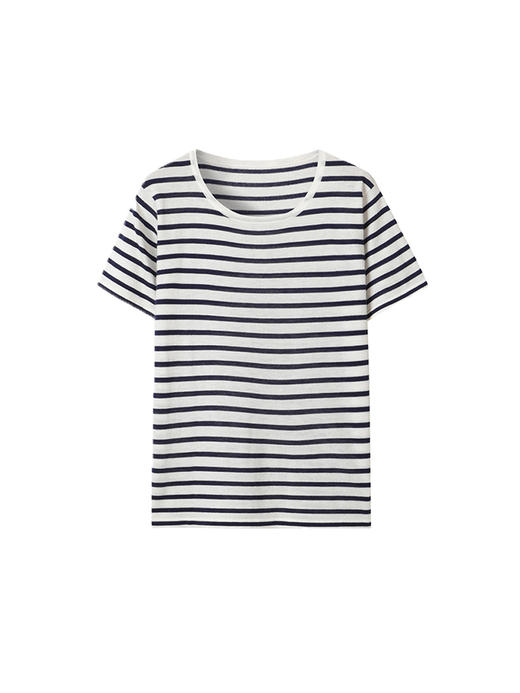 HeyDress法式条纹短袖T恤女夏季海军风海魂衫宽松针织半袖上衣 商品图4