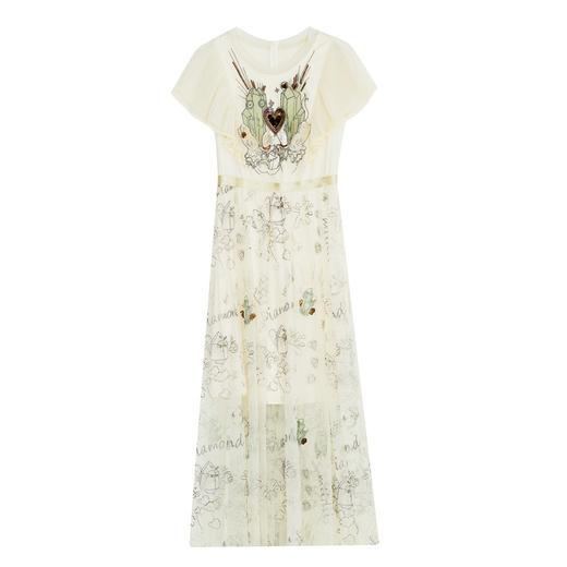 谜底仙女裙2022夏季飞飞袖质感收腰显瘦蕾丝连衣裙222GL0504 商品图4