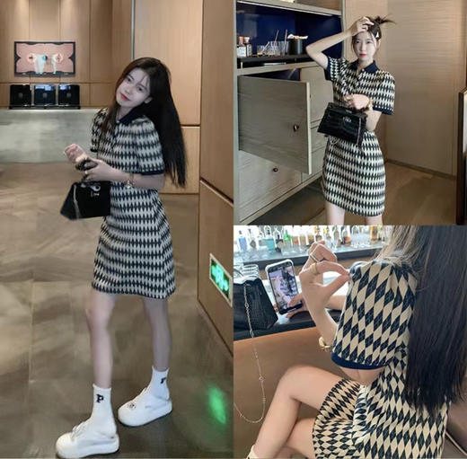 （清仓现货）【社群供W】夏 韩系菱格连衣裙 商品图1