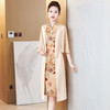 经典香槟金刺绣假两件连衣裙妈妈装高贵优雅婚宴礼服LC2253 商品缩略图5