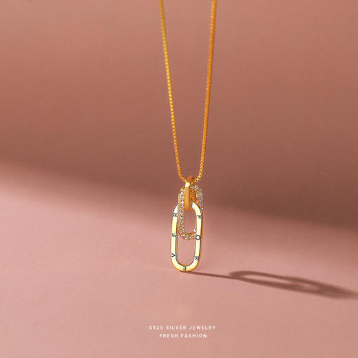 子佩集【环环相扣】S925银字母几何项链【YXS-A845A】 商品图3