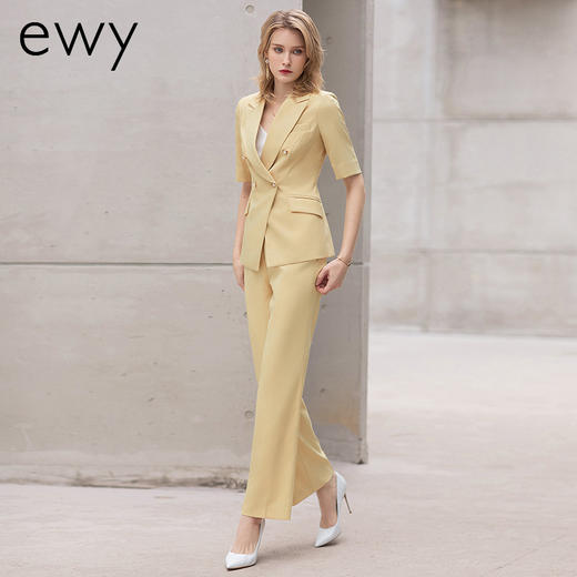 春季高级感职业装气质女神范西装外套名媛时尚小香风黄色西装套装 商品图2