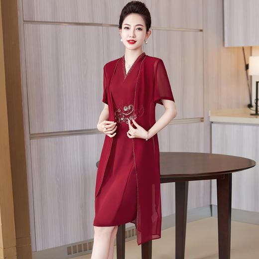 夏季两件套连衣裙礼服结婚喜婆婆婚宴高贵套装裙 LC-2242 商品图2