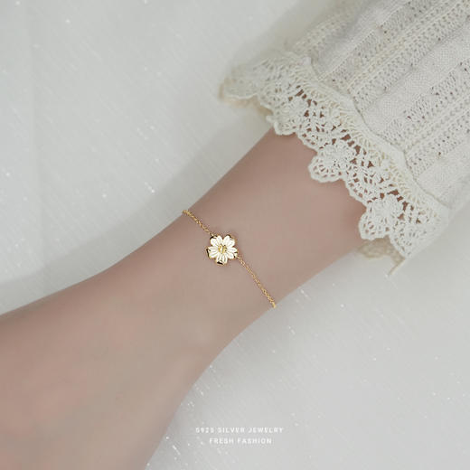 子佩集【采菊东篱】S925银小雏菊手链【YXS-L114】 商品图1