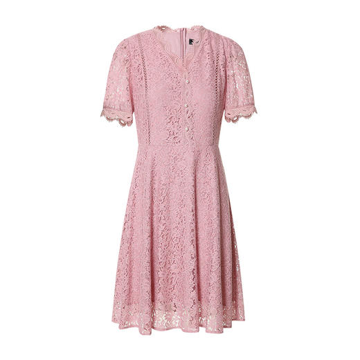 EITIE爱特爱夏季新款时尚气质优雅通勤v领收腰a字蕾丝连衣裙B2207952 商品图5