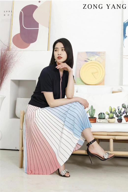 宗洋2022夏季新品百褶半裙BXL3BT8082-01 商品图1