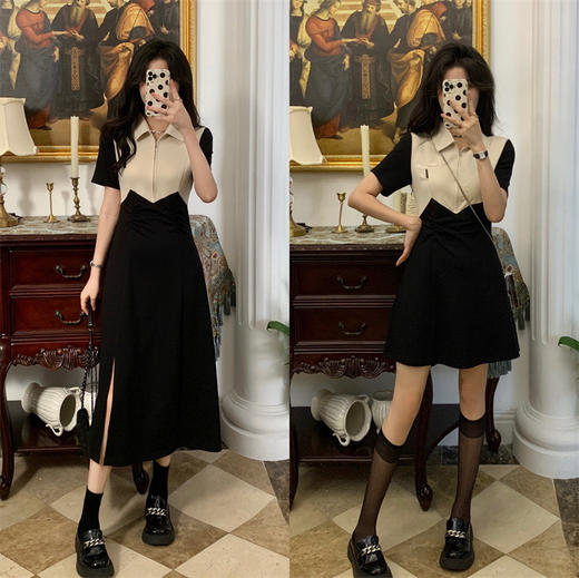 （清仓现货）【社群供W】撞色韩版显瘦连衣裙 商品图1