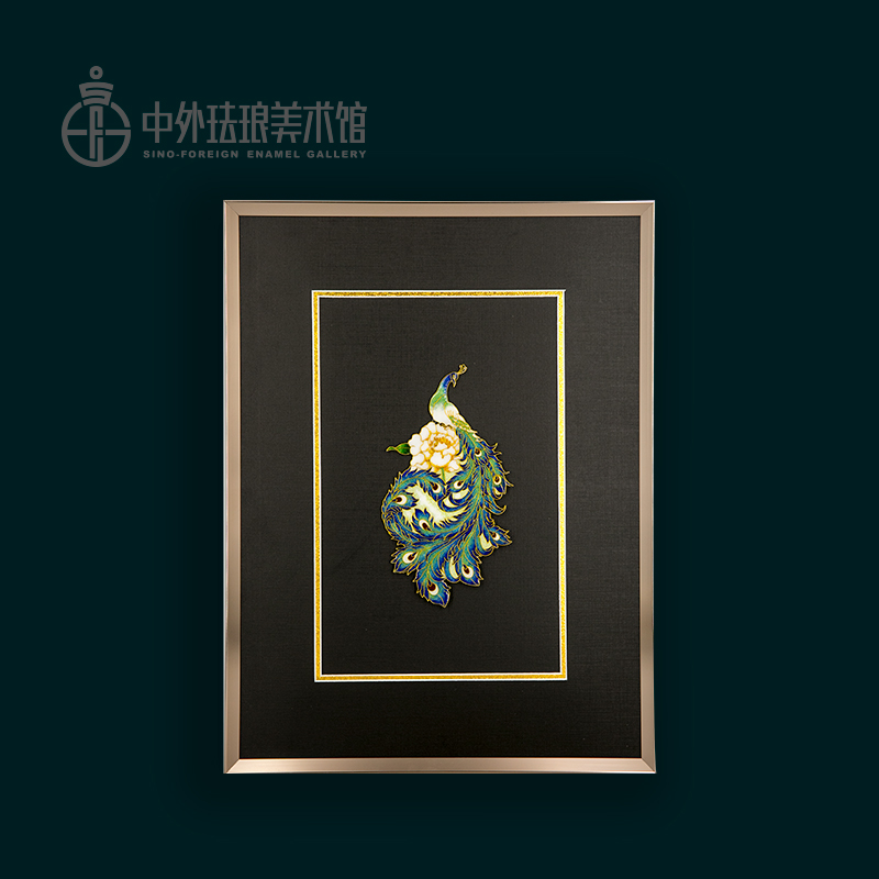 《孔雀》      脱胎掐丝珐琅画（可定制）