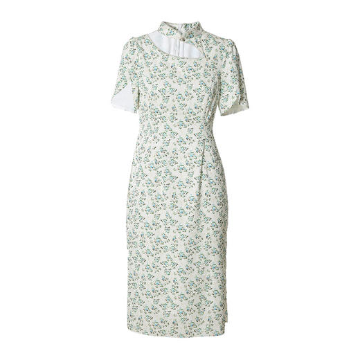 EITIE爱特爱夏新款立领镂空清新碎花温柔气质改良旗袍连衣裙B2207968 商品图5