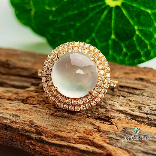 派瑞翡翠 18k金翡翠戒指 冰种 无色 商品图1